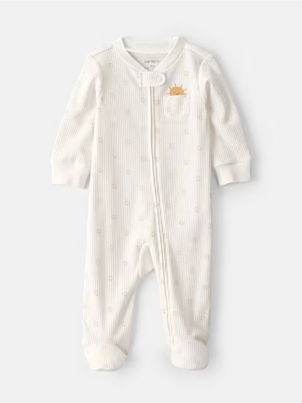 Carter's Cream Ribbed Sun Pocket Baby One-Piece